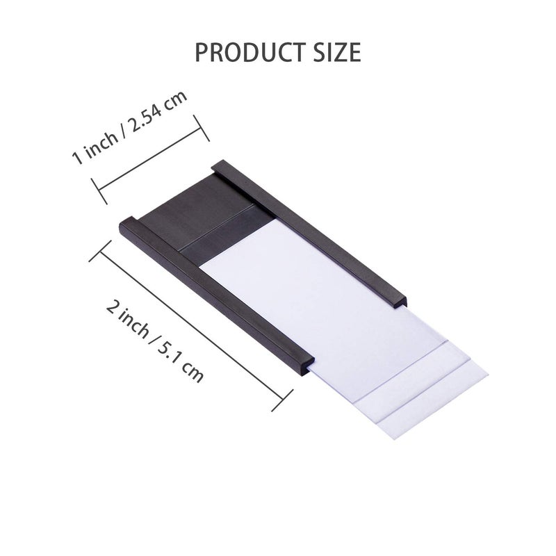 EEOYU 100 Pieces Magnetic Label Holders with Magnets Magnetic Data Card Holders with Clear Plastic Protectors for Metal Shelf  Whiteboard (1 x 2 Inch) - Image 2